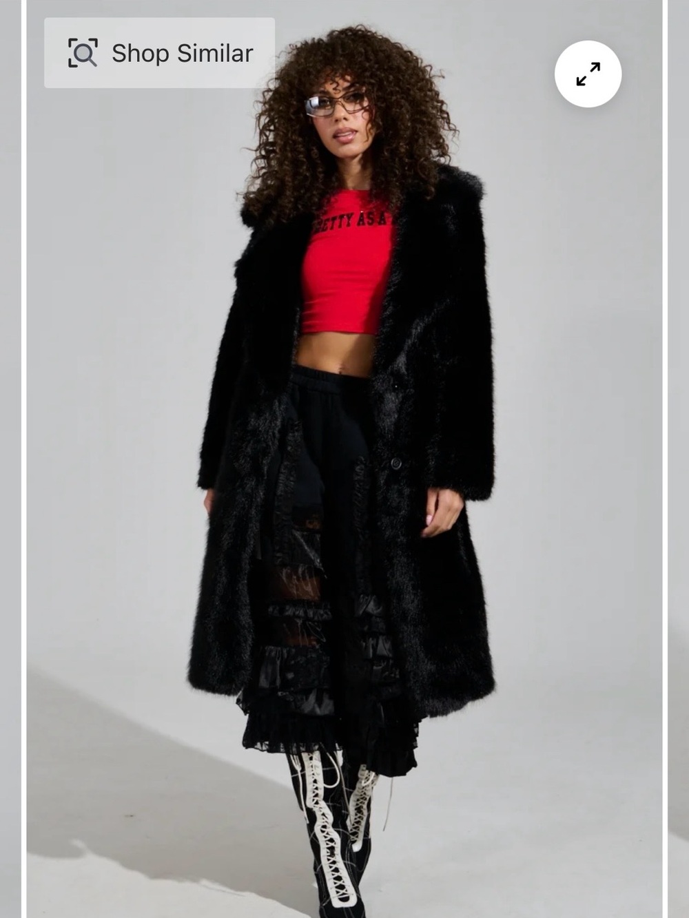 AKIRA Black Faux Fur Long Coat